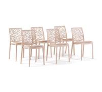 SIEDITI FUORI E DENTRO Chaises en polypropylène avec fibre de verre avec coussin de siège, empilables pour intérieur, cuisine ou salle à manger, design moderne - Anna Soft (6, Crème/Crème)
