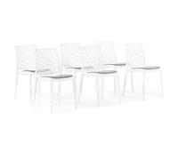 SIEDITI FUORI E DENTRO Chaises en polypropylène avec fibre de verre avec coussin de siège, empilables pour intérieur, cuisine ou salle à manger, design moderne - Anna Soft (6, Blanc/Gris Clair)