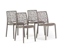 SIEDITI FUORI E DENTRO Chaises en polypropylène avec fibre de verre avec coussin de siège, empilables pour intérieur, cuisine ou salle à manger, design moderne - Anna Soft (4, tourterelle/taupe)