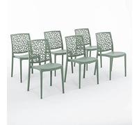 SIEDITI FUORI E DENTRO Chaises en résine avec Fibre de Verre empilables pour intérieur/Cuisine/Salle à Manger et extérieur/Jardin Anna (6 Chaises, Vert Sauge)
