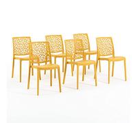 SIEDITI FUORI E DENTRO Chaises en résine avec Fibre de Verre empilables pour intérieur/Cuisine/Salle à Manger et extérieur/Jardin Anna (6 Chaises, Jaune Moutarde)