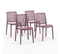 SIEDITI FUORI E DENTRO Chaises en résine avec Fibre de Verre empilables pour intérieur/Cuisine/Salle à Manger et extérieur/Jardin Anna (4 Chaises, Rose Mauve)