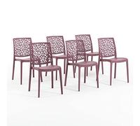 SIEDITI FUORI E DENTRO Chaises en résine avec Fibre de Verre empilables pour intérieur/Cuisine/Salle à Manger et extérieur/Jardin Anna (6 Chaises, Rose Mauve)