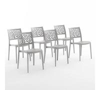 SIEDITI FUORI E DENTRO Chaises Flora en résine avec fibre de verre (6, gris clair)