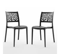 SIEDITI FUORI E DENTRO Chaises Flora en résine avec fibre de verre empilables pour intérieur/extérieur (2, anthracite)
