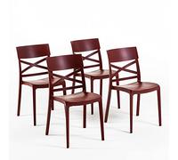 SIEDITI FUORI E DENTRO Chaises Martina en résine avec fibre de verre (4, Merlot rouge)