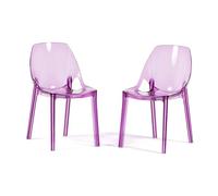 SIEDITI FUORI E DENTRO Chaises Modernes en Polycarbonate Transparent, chaises Transparentes empilables Design pour Cuisine ou Salle à Manger - Luce (2 chaises, Rose)