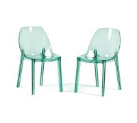 SIEDITI FUORI E DENTRO Chaises Modernes en Polycarbonate Transparent, chaises Transparentes empilables Design pour Cuisine ou Salle à Manger - Luce (2 chaises, Vert)