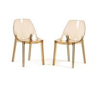 SIEDITI FUORI E DENTRO Chaises Modernes en Polycarbonate Transparent, chaises Transparentes empilables Design pour Cuisine ou Salle à Manger - Luce (2 chaises, Champagne)