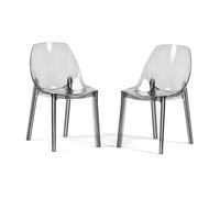 SIEDITI FUORI E DENTRO Chaises Modernes en Polycarbonate Transparent, chaises Transparentes empilables Design pour Cuisine ou Salle à Manger - Luce (2 chaises, Fumé)
