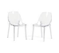 SIEDITI FUORI E DENTRO Chaises Modernes en Polycarbonate Transparent, chaises Transparentes empilables Design pour Cuisine ou Salle à Manger - Luce (2 chaises, Transparent)