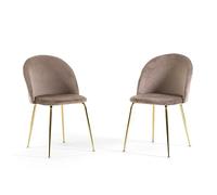 SIEDITI FUORI E DENTRO Chaises Sara rembourrées en velours ou en peluche pour cuisine ou salle à manger avec pieds en métal (Tissu velours taupe - Pieds d'or, 2)