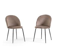 SIEDITI FUORI E DENTRO Chaises Sara rembourrées en velours ou en peluche pour cuisine ou salle à manger avec pieds en métal (Tissu velours taupe - Pieds gris foncé, 2)