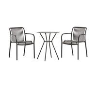 SIEDITI FUORI E DENTRO Ensemble bistro de balcon table ronde en métal et 2 chaises en polypropylène avec accoudoirs empilables, ensemble peu encombrant pour véranda et jardin - Nathan & Simona