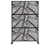 SIEDITI FUORI E DENTRO Panneau Brise-Vue, Paravent décoratif perforé en métal modulaire, séparateur de pièce pour extérieur ou intérieur, Claustra en Acier résistant aux intempéries (Palme Noir)