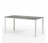 SIEDITI FUORI E DENTRO Table de Jardin rectangulaire 156x78 cm, Table extérieur en Acier Peint avec Plateau à Lattes Effet Bois en polyéthylène, idéale terrasse ou Balcon (Blanc/Ardoise)