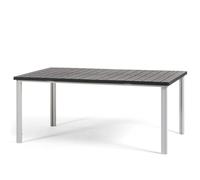 SIEDITI FUORI E DENTRO Table de Jardin rectangulaire 180x90 cm, Table extérieur en Acier Peint avec Plateau à Lattes Effet Bois en polyéthylène, idéale terrasse ou Balcon (Blanc/Ardoise)