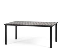 SIEDITI FUORI E DENTRO Table de Jardin rectangulaire 180x90 cm, Table extérieur en Acier Peint avec Plateau à Lattes Effet Bois en polyéthylène, idéale terrasse ou Balcon (Noir)