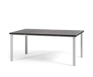 SIEDITI FUORI E DENTRO Table de Jardin rectangulaire 180x90 cm, Table extérieur en Acier Peint avec Plateau à Lattes Effet Bois en polyéthylène, idéale terrasse ou Balcon (Blanc/Ardoise)
