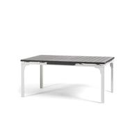 SIEDITI FUORI E DENTRO Table d'extérieur/jardin extensible 180/240x90 cm avec pieds en acier et dessus en polyéthylène effet bois, jusqu'à 10 personnes Thomas XL (blanc/ardoise)