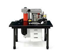 SIEEOUR Bandeuse De Chants 1200w,Machine À Bander Et À Coller Les Chants Pour Le Travail Du Bois,Droite Et Courbe,Vitesse Réglable 5-10 m/Min,Collage Double Face,Pour Meuble En Planche(Black)