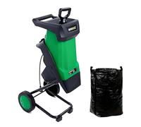 SIEEOUR Broyeur De Jardin Électrique Portable 2400w, Déchiqueteuse À Bois Avec Largeur De Coupe 40mm, Sac De Collecte 50l,Protection Contre Les Surcharges,Pour Débris De Jardin