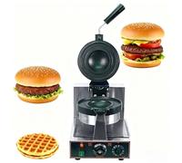 SIEEOUR Ice Cream Waffle Maker & Filling Waffle Maker,Ufo Burger Maker Machine With 0-5 Min Timer,Machine À Panini Presse Gaufre An-ti-Adhésive Pour Camion De Nourriture,Boulangerie(Single head)
