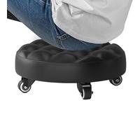 Siège à roulettes multifonction - Tabouret bas en cuir synthétique pour adulte, tabouret utilitaire compact avec quatre roues, chaise de magasin confortable pour la maison, le garage, les tâches de