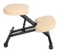 Siège Assis À Genoux Hwc-E10 Appui-Genoux, Tabouret, Chaise Bureau, Réglable, Similicuir, Métal Crème-Beige Multicolore