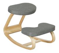 Siège assis genoux - HOMCOM - en bois à bascule - pour bureau à domicile - améliorer la posture, maux de dos - gris