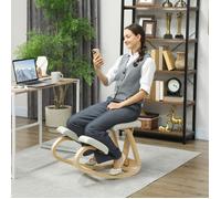 Siège assis genoux, tabouret ergonomique en bois à bascule avec dossier, chaise à genoux pour bureau à domicile, crème