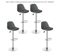 SIEGE - ASSISE!!! 4 x Tabourets de de bar à coussin en PU Gris foncé H 83-103 cm - DINGXIANG