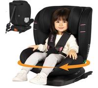 Siège auto 360° LIONELO Bastiaan i-Size - Base pivotante - ISOFIX - 40-150 cm - 0 à 12 ans - Inclinable - Groupe 0/1/2/3 - Noir/Rose