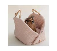Siège Auto Chien Sac À Main Transport pour Chien Siège Voiture Luxe Lit Voyage Animaux Compagnie Petits Chiens Chats Fourre-Tout Chiot Rehausseur(Pink,S(44X22X34CM))