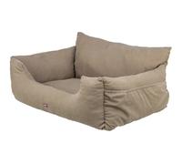 Siège auto double pour chien - TRIXIE - 80x35x60 cm - Taupe - Lit de voyage - Sangles de fixation - Passe-ceinture