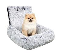 Siège auto en peluche moelleuse pour chiens et chats, lit de voyage pour voitures, VUS et camions avec laisse de sécurité et base antidérapante (M : 72 x 60 cm, gris clair)