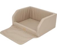 Siège auto pour chien, box pour chien, lit pour chien, box de transport, banquette arrière, couverture pour chien, coffre de voiture, pour chiens de grande et moyenne taille, beige, (92x70x39 cm)
