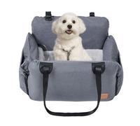 Siège auto pour chien - Pour petits chiens - Étanche - Avec ceinture de sécurité et sac de rangement - Lavable - Pour banquette arrière et siège avant - Gris