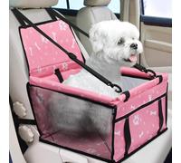 Siège auto pour chien, sûr, amovible, pliable, avec côtés renforcés, 3 sangles, imperméable, pour chiens de petite et moyenne taille, pour siège avant de voiture, rose 1