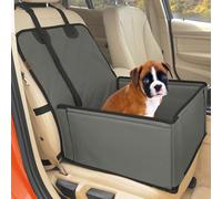 Siège Auto pour Chien très Solide - Siège Auto pour Chien ou Chiot de qualité supérieure pour Chiens de Petite et Moyenne Taille - Parois renforcées et 3 Ceintures (Gris/Noir)