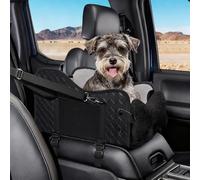 Siège auto pour chiens de petite à moyenne taille - Antidérapant - Avec ceinture de sécurité - Lavable - Coussin doux avec poches latérales - Noir - 42 x 20 x 22 cm