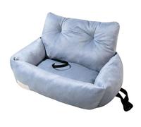 Siège auto pour chiens de petite taille, 40 x 30 x 30 cm, gris en peluche douce, avec corde de sécurité à double protection, accessoire de voyage portable pour sièges passagers avant