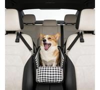Siège auto pour petits chiens et chats, sûr sur le siège arrière, siège passager et console centrale, avec double fixation, pliable et portable, avec couvercle, lavable et installation facile, gris