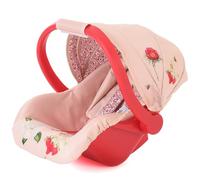 Siège Auto pour poupée Roms RHS Flora, Rouge Framboise et crème, Convient aux poupées jusqu'à 45 cm, rembourré avec imprimé Floral, Capote rétractable, Cadeau de Noël, à partir de 3 Ans