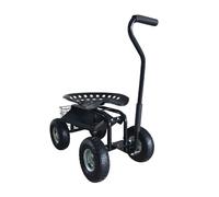 AXI Siège de jardin sur roues AG22 – Tabouret jardinier métal 150 kg Noir avec bac de rangement