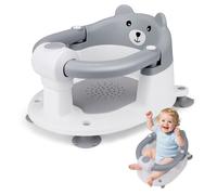 Siège Bain Bébé Ours - 4 Ventouses Antidérapantes & Coussins, Sécurisé pour Nouveau-nés 6 Mois+, Portable Gris