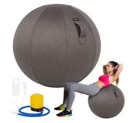 Leogreen Siège Ballon Ergonomique pour Bureau Yoga Chaise Ballon en Taille 65CM Ballon de Grossesse Chaise Ballon avec Housse en Lin Lavable de Protection Antidérapante,Gris