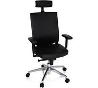 hjh OFFICE 657270 Chaise de Bureau Professionnelle Porto Max High Cuir Noir Fauteuil de Bureau Ergonomique, accoudoir & Appui-tête réglables en Hauteur