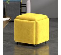 Siège cube 5 en 1 avec roulettes pivotantes, empilable, ottomane gigogne, repose-pieds mobile, fauteuil roulant pour chambre à coucher, jaune, 45 x 45 cm