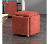 Siège cube 5 en 1 avec roulettes pivotantes, empilables, tabourets ottomans, repose-pieds pour chambre à coucher, tabouret cube orange, 45,7 x 45,7 cm